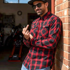 Hot Leathers Men's 'Dead Mile' Red/Black Cotton Flannel Shirt - Button Front - Riding/Casual/ Work Wear - FLM3001