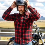 Hot Leathers Men's 'Dead Mile' Red/Black Cotton Flannel Shirt - Button Front - Riding/Casual/ Work Wear - FLM3001