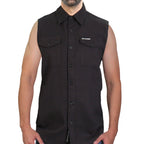 Hot Leathers FLM5013 Men's Black Sleeveless Flannel Shirt