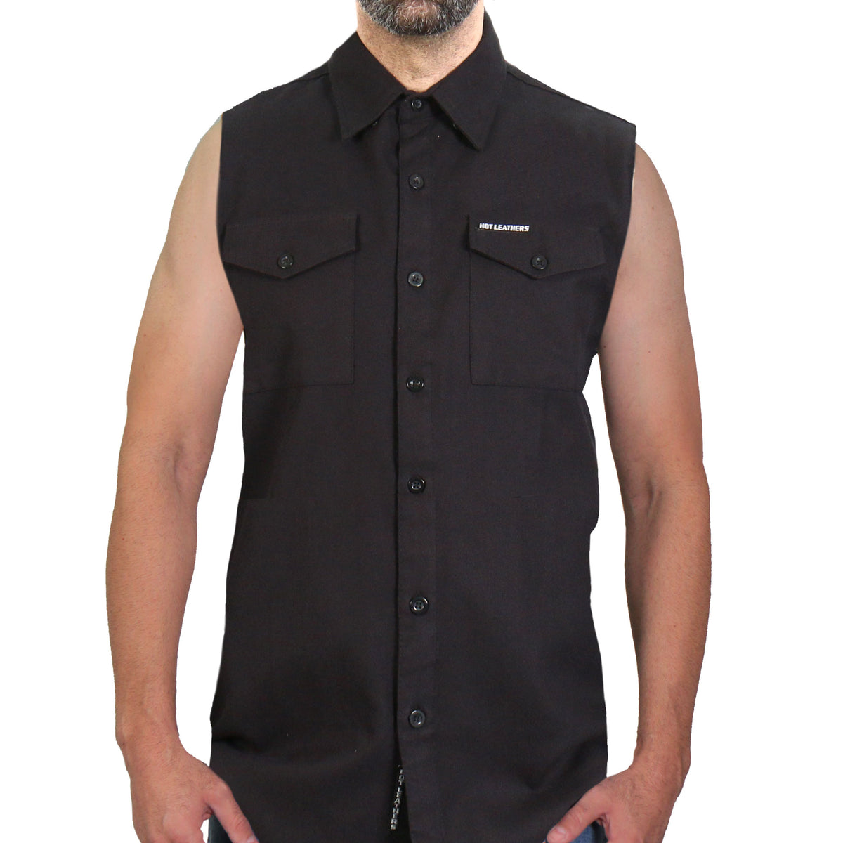 Hot Leathers FLM5013 Men's Black Sleeveless Flannel Shirt