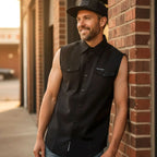 Hot Leathers FLM5013 Men's Black Sleeveless Flannel Shirt
