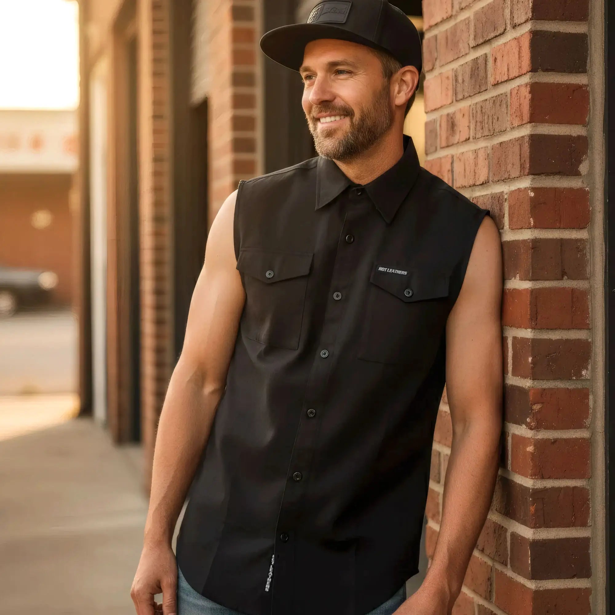 Hot Leathers FLM5013 Men's Black Sleeveless Flannel Shirt