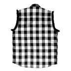 Hot Leathers Black and White Sleeveless Flannel Fringe Shirt FLM5202