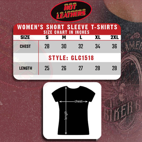 Hot Leathers GLC1518 All American Biker Girl Scoop Neck Ladies Black T-Shirt