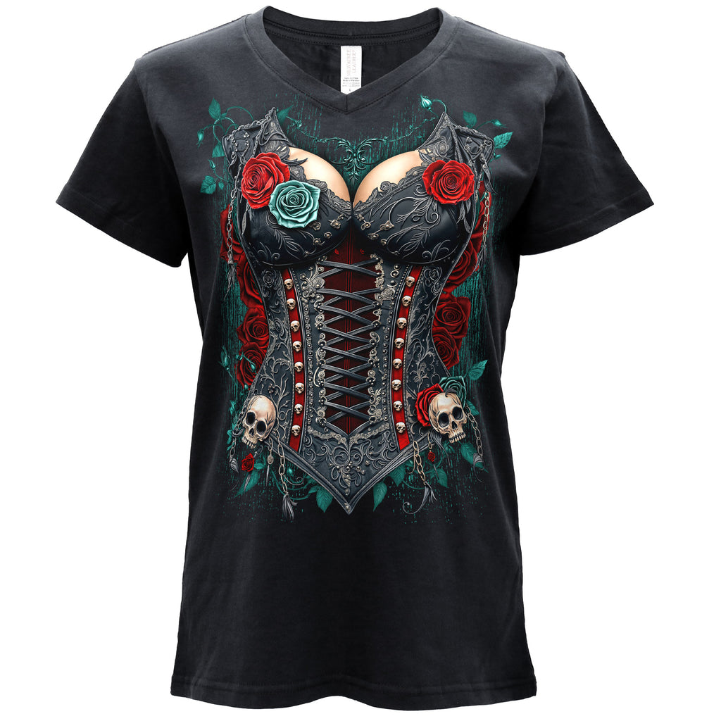 Hot Leathers Gothic Corset Ladies Black T-Shirt GLC1593