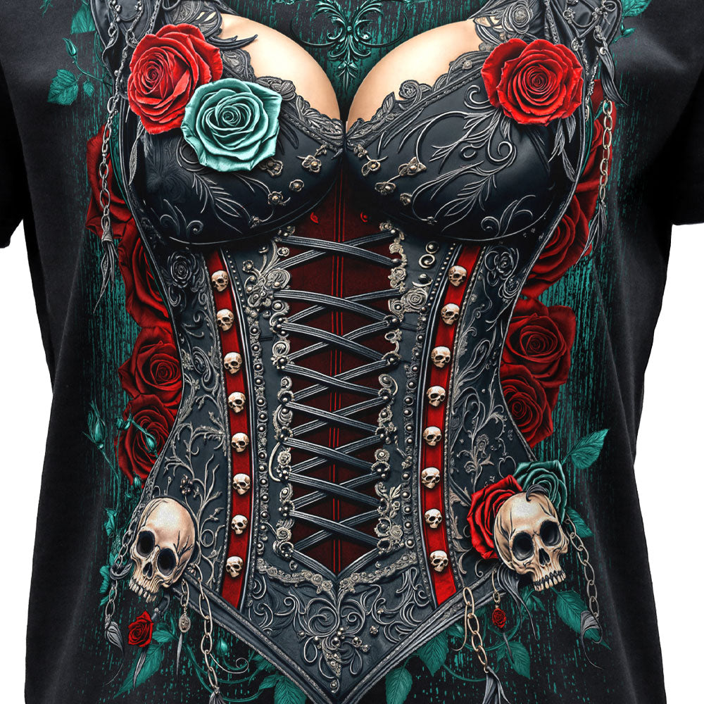 Hot Leathers Gothic Corset Ladies Black T-Shirt GLC1593