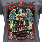 Hot Leathers Retro Poster Ladies Charcoal T-Shirt GLC1596
