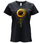 Hot Leathers Sunflower Skull Ladies Black T-Shirt GLC1597