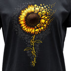 Hot Leathers Sunflower Skull Ladies Black T-Shirt GLC1597
