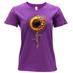 Hot Leathers Sunflower Skull Purple T-Shirt GLC1598