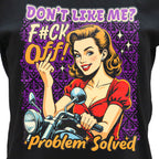 Hot Leathers Problem Solved V-Neck Flutter sleeve Ladies Black T-Shirt GLC1600