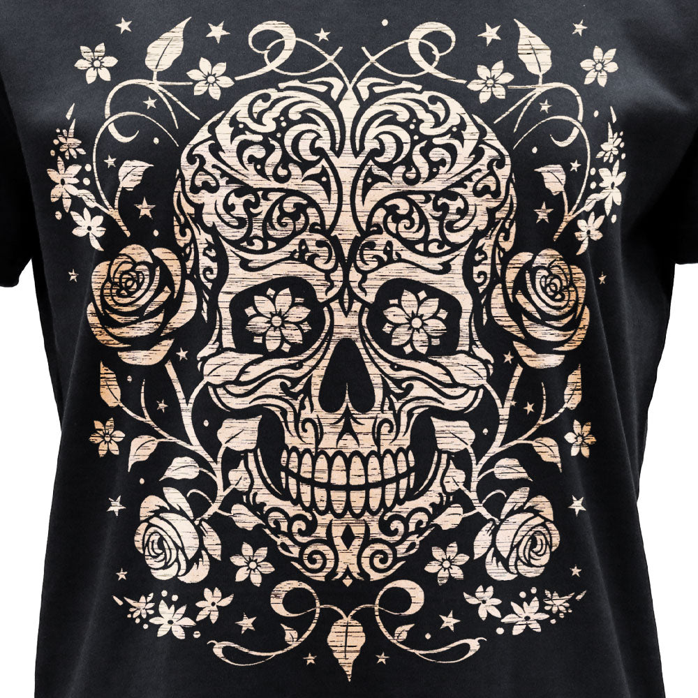 Hot Leathers Sugar Skull Magic Ladies Black T-Shirt GLC1602