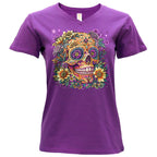 Hot Leathers Candy Flower Skull Ladies Purple T-Shirt GLC1603