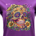 Hot Leathers Candy Flower Skull Ladies Purple T-Shirt GLC1603