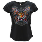 Hot Leathers Tiger Butterfly Ladies Black T-Shirt GLC1604