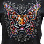 Hot Leathers Tiger Butterfly Ladies Black T-Shirt GLC1604