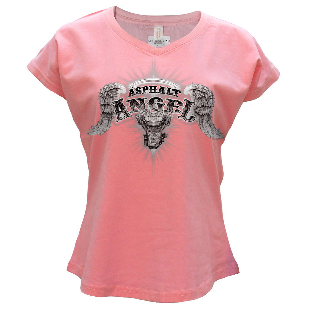 Hot Leathers Asphalt Angel Ladies Pink T-Shirt GLC1613