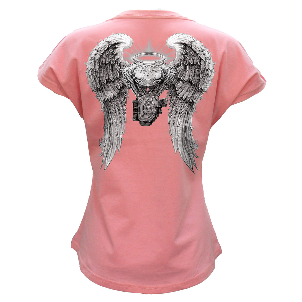 Hot Leathers Asphalt Angel Ladies Pink T-Shirt GLC1613