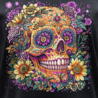 Hot Leathers Candy Flower Skull Womens Black V Neck T-shirt GLC1614