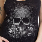 Hot Leathers Women's Skull Bandana Glitter Tank Top - Heather Charcoal - GLC2378