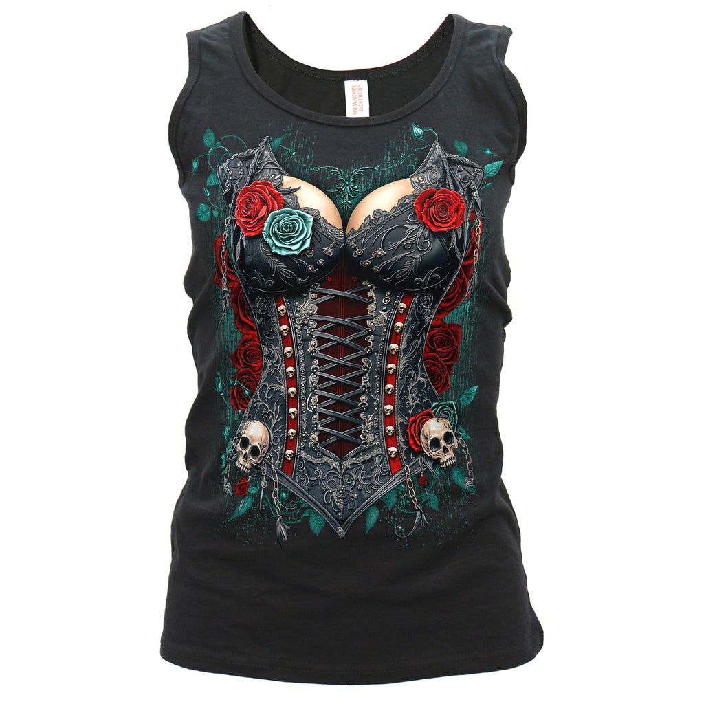 Hot leathers Gothic Corset Women Black Tank Top GLC2588