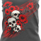 Hot Leathers Wild Flower Skulls Womens Charcoal TT GLC2589