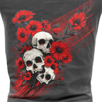 Hot Leathers Wild Flower Skulls Womens Charcoal TT GLC2589