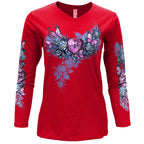Hot Leathers Heart Lock Womens Red Long Sleeve Shirt GLC3557