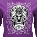 Hot Leathers Sugar Skull  Womens Purple Long Sleeve Shirt GLC3558