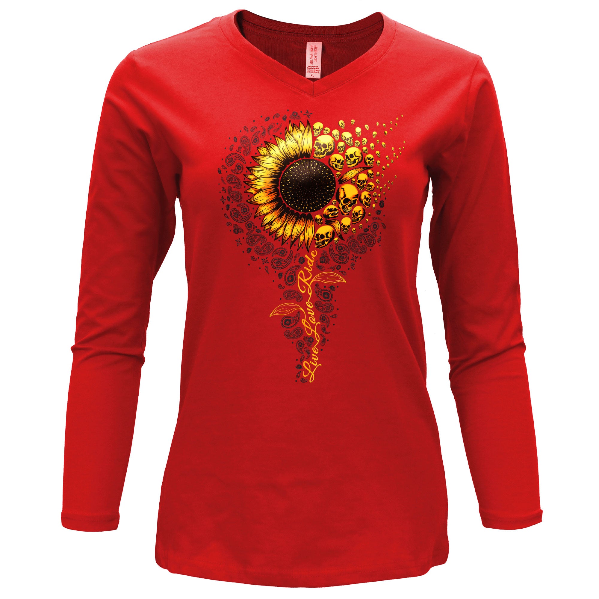 Women's Sunflower Skulls Long Sleeve Shirt | Hot Leathers