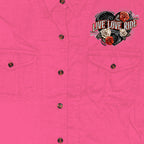 Hot Leathers Live Love Ride Wings Ladies Pink Denim Shirt GLC5002