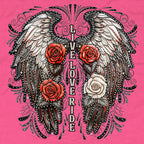 Hot Leathers Live Love Ride Wings Ladies Pink Denim Shirt GLC5002