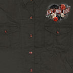 Hot Leathers Live Love Ride Womens Black Denim Sleeveless Shirt GLC5003