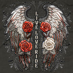 Hot Leathers Live Love Ride Womens Black Denim Sleeveless Shirt GLC5003