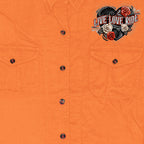 Hot Leathers Live Love Ride Womens Orange Denim Sleeveless Shirt GLC5005