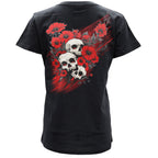 Hot Leathers Wild flower Skull SS DS Womens Black T-shirt GLD1590
