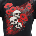 Hot Leathers Wild flower Skull SS DS Womens Black T-shirt GLD1590