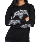 Hot Leathers GLD3038 'Asphalt Angel' Double-Sided Print Ladies Black Long Sleeve T-Shirt