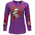 Hot Leathers Wild Flowers DS Womens Purple Long Sleeve Shirt GLD3039