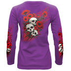 Hot Leathers Wild Flowers DS Womens Purple Long Sleeve Shirt GLD3039