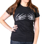 Hot Leathers GLR1012 Ladies Full Cut Skeleton Hands Short Sleeve T-Shirt