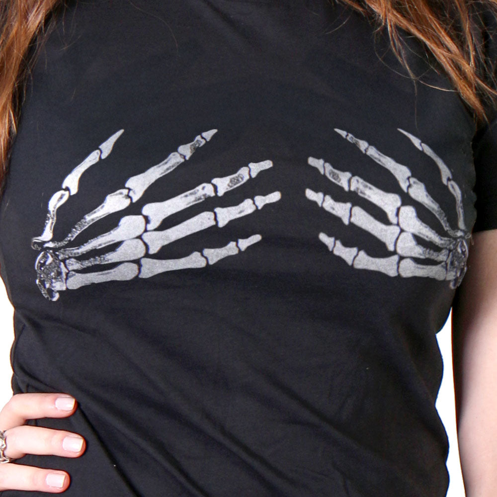Hot Leathers GLR1012 Ladies Full Cut Skeleton Hands Short Sleeve T-Shirt