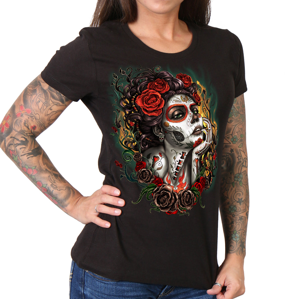 Hot Leathers GLR1412 'Sugar Woman' Ladies Black T-Shirt