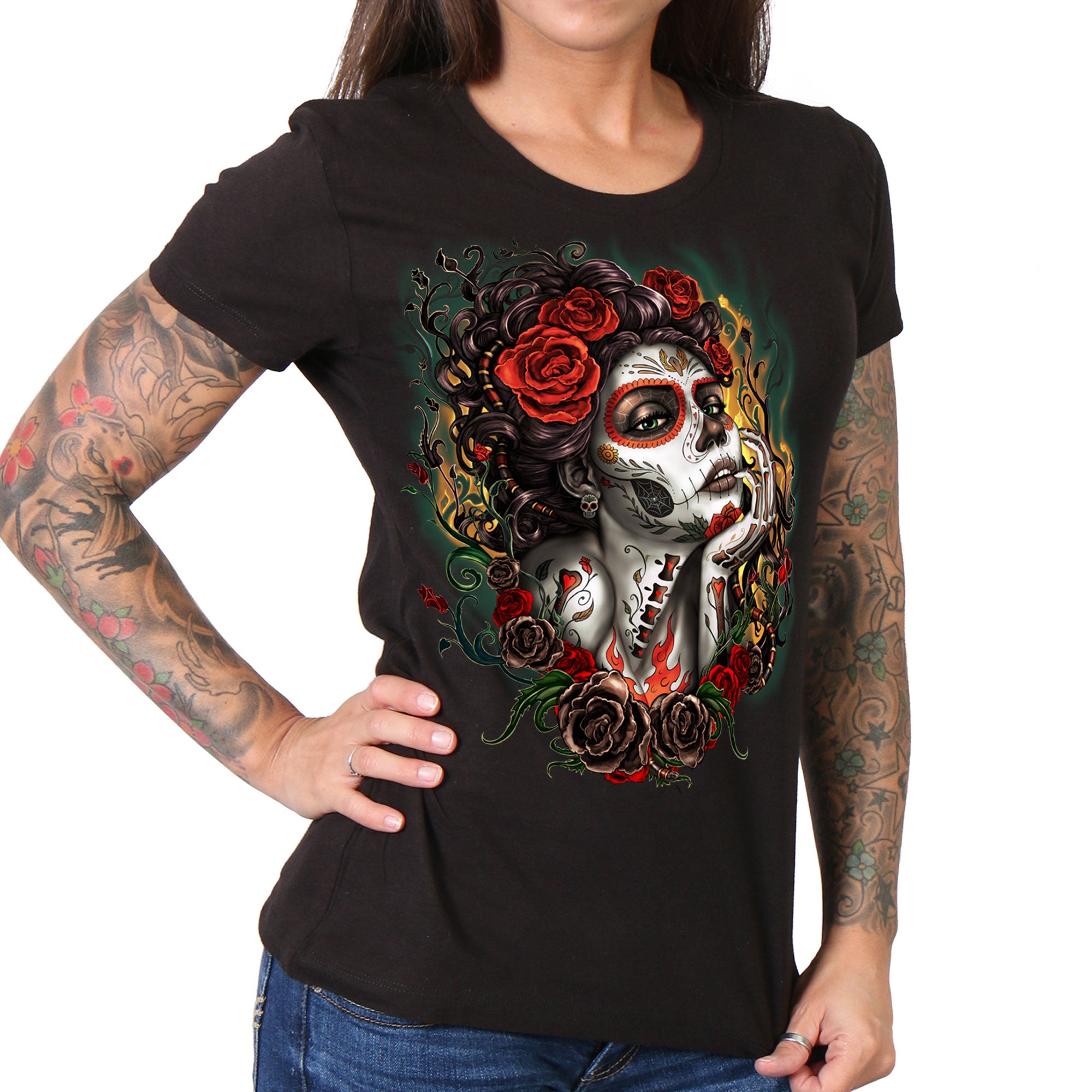 Hot Leathers GLR1412 'Sugar Woman' Ladies Black T-Shirt