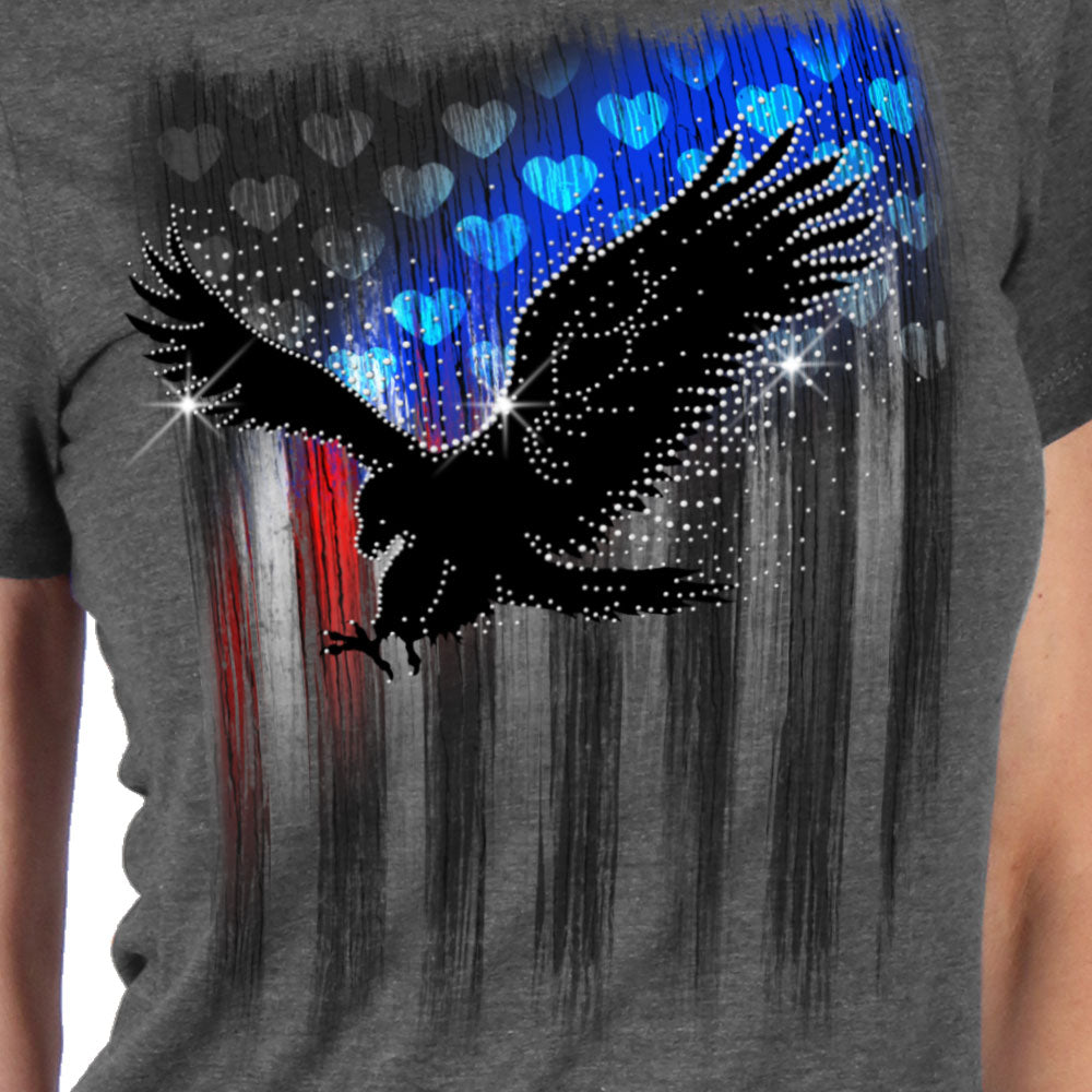 Hot Leathers Ladies T-Shirt Bling Eagle Design GLR1572
