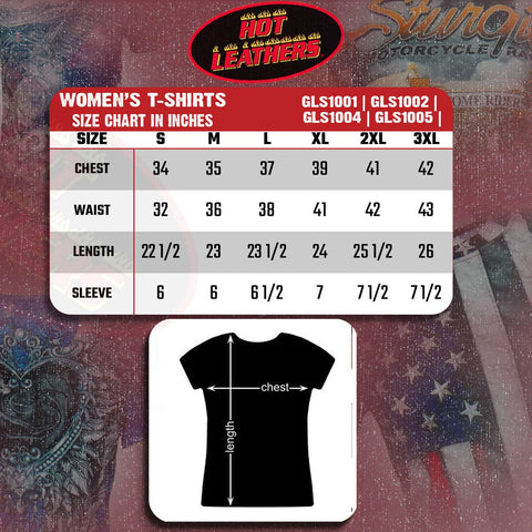 Hot Leathers Ladies Sturgis Main Street Fitted 3D All Over Printed T-Shirt GLS1004