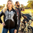 Hot Leathers GLZ4009 'Asphalt Angel' Ladies Black Zipper Hoodie
