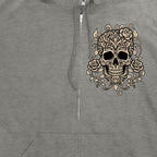Hot Leathers Sugar Skull Magic Zip Up Hooded Heather Grey Sweatshirt GLZ4574