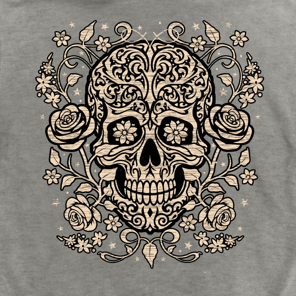 Hot Leathers Sugar Skull Magic Zip Up Hooded Heather Grey Sweatshirt GLZ4574