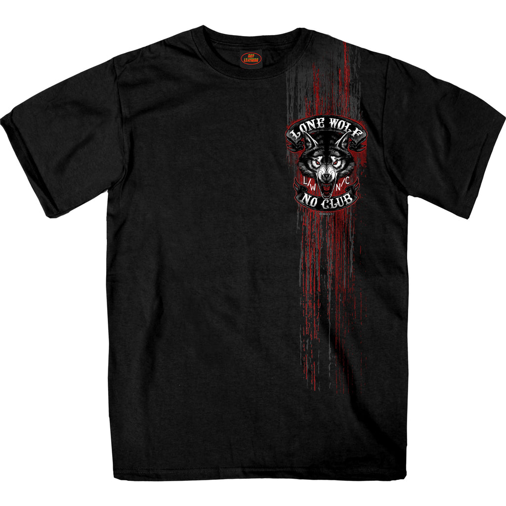 Hot Leathers GMD1343 'Jumbo Lone Wolf, No Club' Black Men's Black T-Shirt